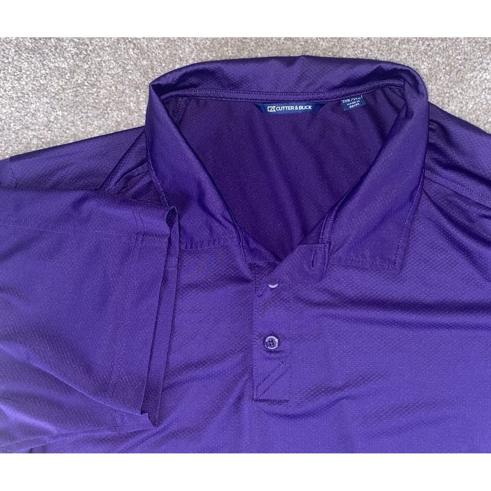 Cutter & Buck Dry Tec Performance Polo Solid Purple Mens 2XB Preppy Golf Wicking